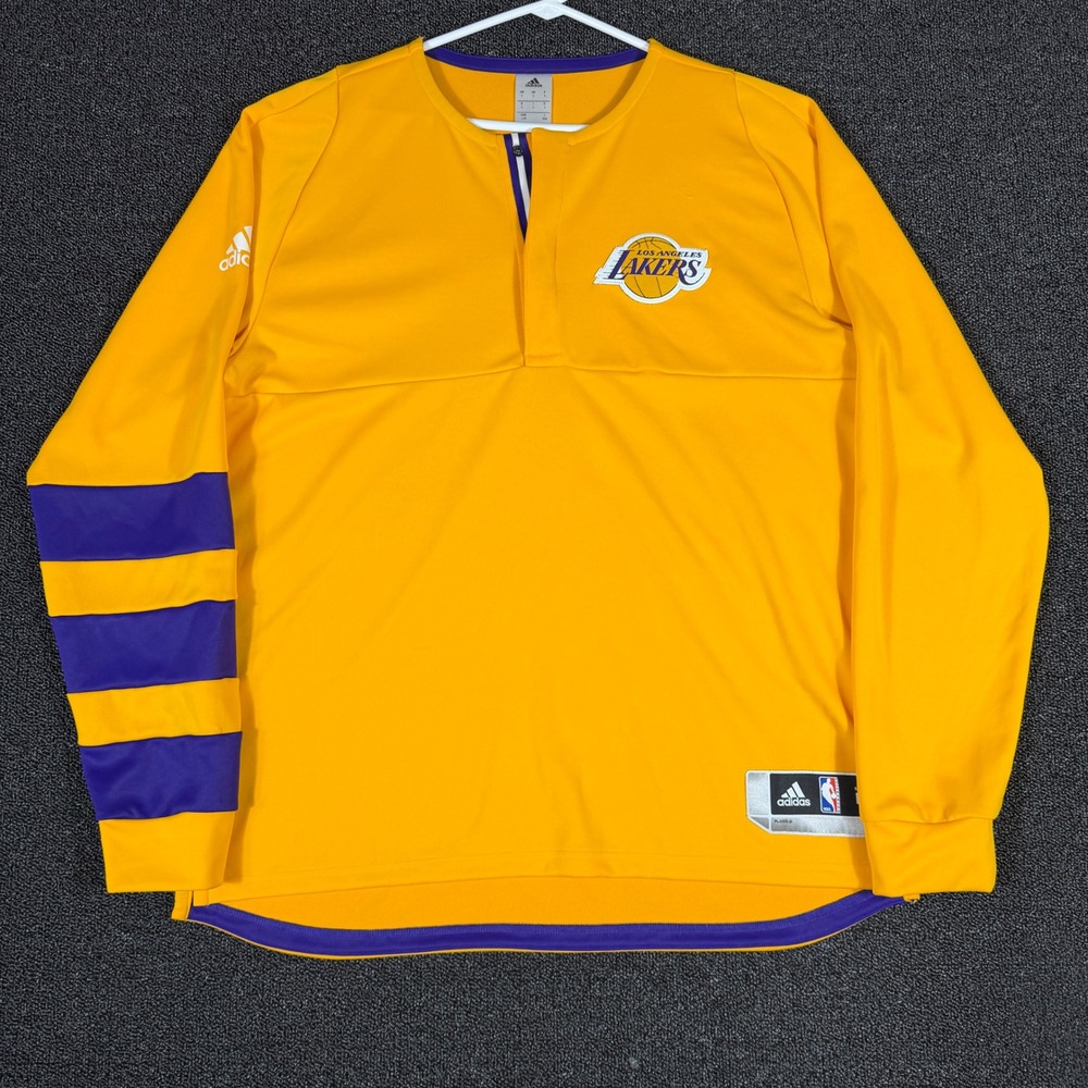 Adidas Los Angeles Lakers NBA Warm Up Shooting Shirt Yellow Purple Mens Large